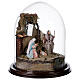 Trio nativité crèche napolitaine avec cloche verre 30x30 cm style arabe s4