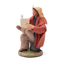 Neapolitan nativity scene statue man reading 10 cm