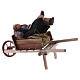 Homem adormecido no carrinho de mão para presépio napolitano com peças 10 cm altura média s3