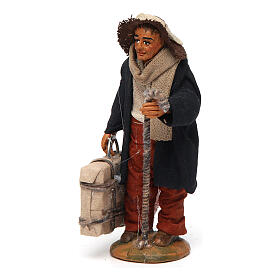 Homem com mala para presépio napolitano com peças de 10 cm de altura média