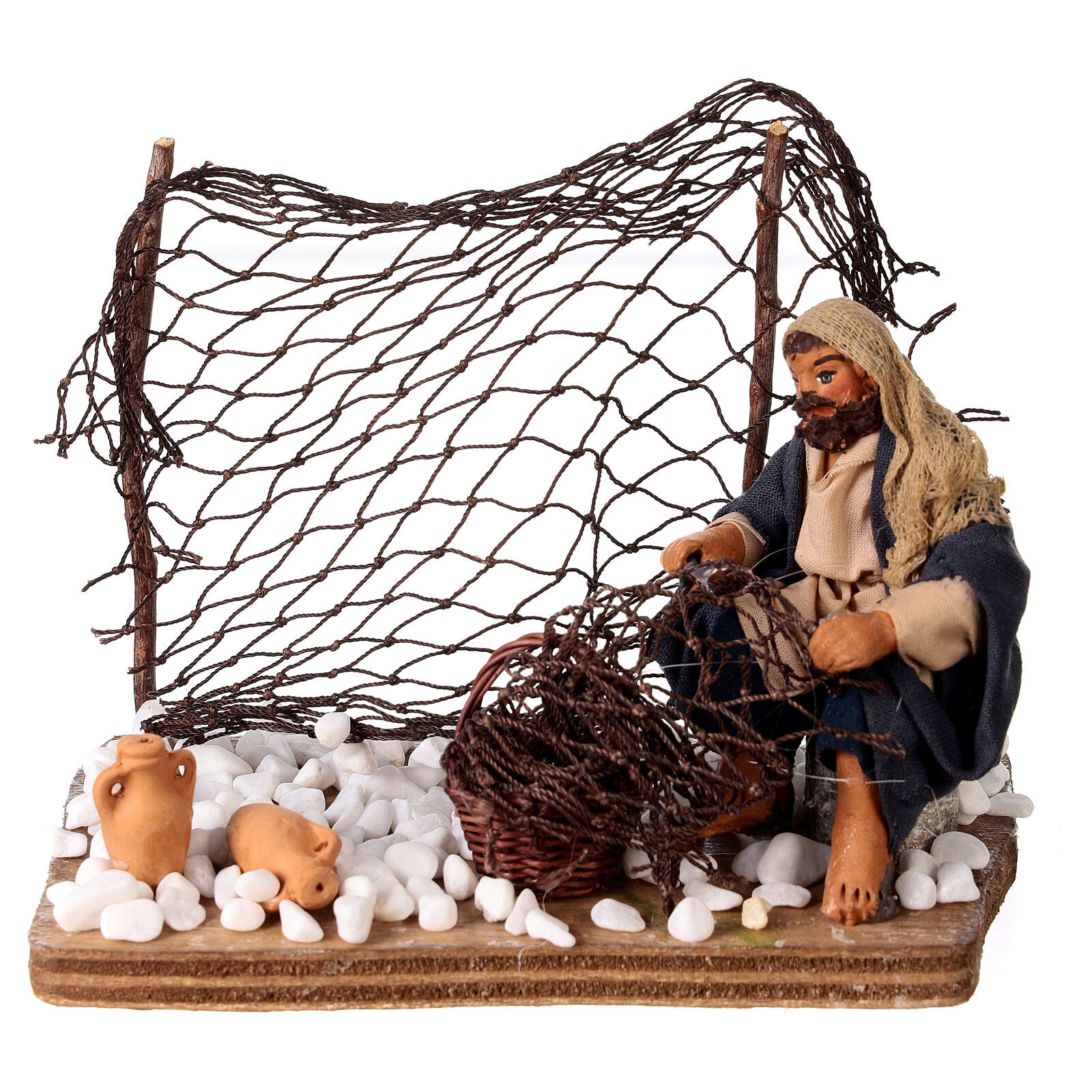 Retino da pesca per presepe 12 cm 