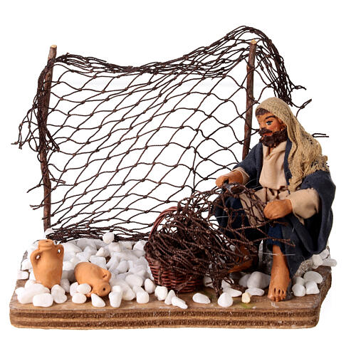 Neapolitan nativity scene fisherman with net 10 cm 1