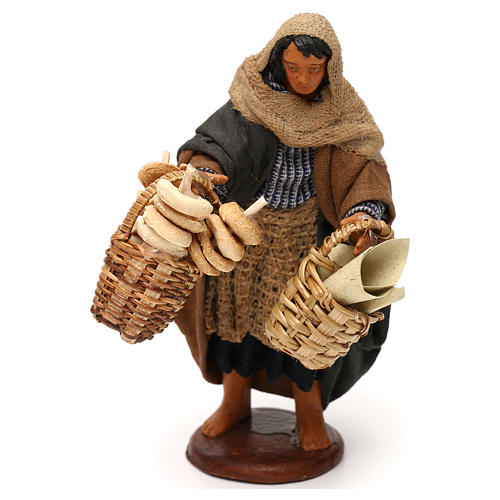 Woman with taralli basket 12 cm Neapolitan nativity scene 1