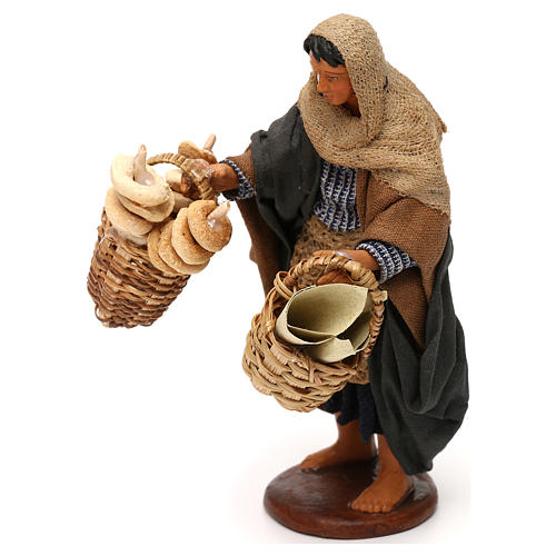 Donna con cesto taralli cuoppi 12 cm presepe napoletano 2