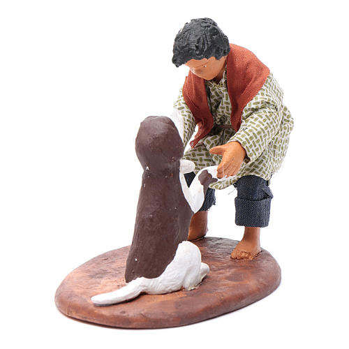Neapolitan nativity scene boy with dog 12 cm 4