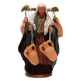 Wasserträgerin mit Amphoren neapolitanische Krippe 14cm