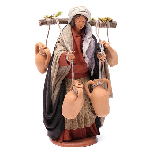 Neapolitan nativity scene woman with amphoras sized 14 cm 1