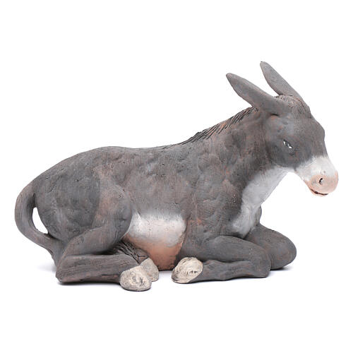 Donkey Laying Down figurine in Terracotta 30 cm Neapolitan Nativity 1