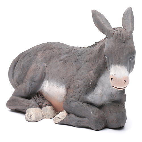 Donkey Laying Down figurine in Terracotta 30 cm Neapolitan Nativity 2