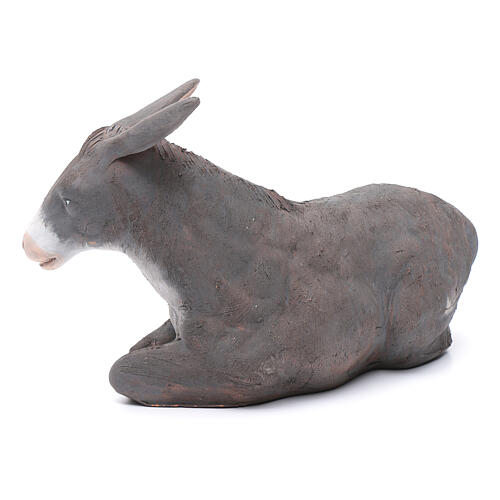 Donkey Laying Down figurine in Terracotta 30 cm Neapolitan Nativity 3