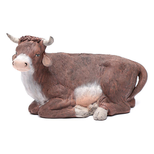 Boeuf assis terre cuite 30 cm crèche napolitaine 1