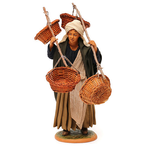 Woman with 4 straw baskets 30 cm Neapolitan Nativity Scene 1