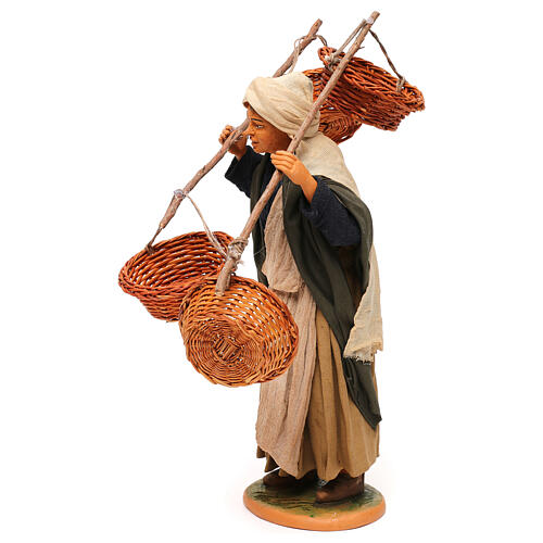 Kobieta z 4 koszami słomianymi, szopka z Neapolu 30 cm 3