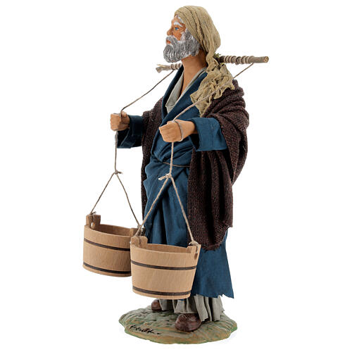 Vendedor de água com baldes de madeira para presépio napolitano com figuras altura média 24 cm 3