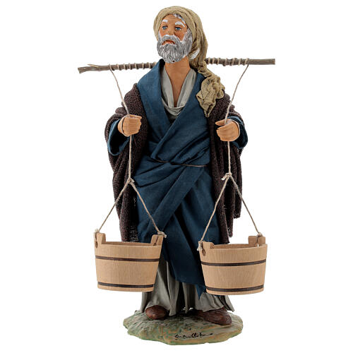 Man Carrying Water Buckets wood Neapolitan Nativity 24 cm 1