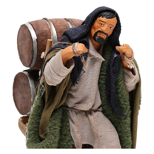 Man Carrying wood Barrels Nativity from Naples 12 cm 2