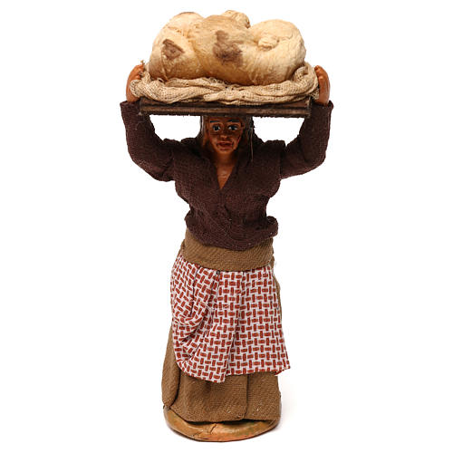 Donna con pane presepe napoletano 10 cm 1