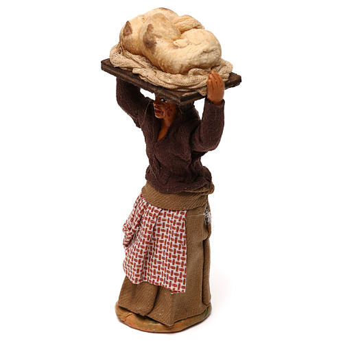 Donna con pane presepe napoletano 10 cm 2