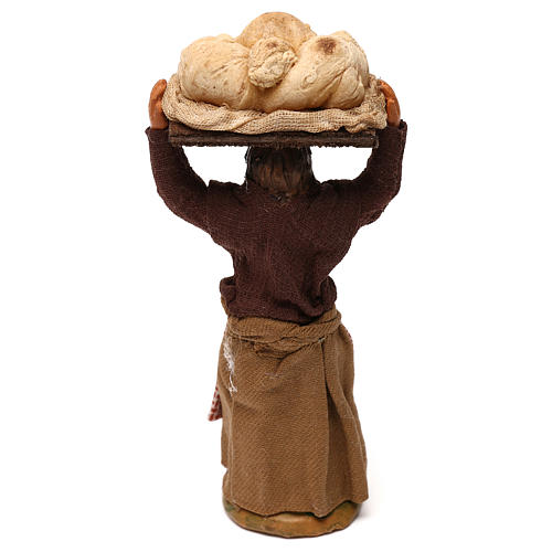 Donna con pane presepe napoletano 10 cm 3