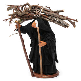 Vecchia con legno in spalla presepe di Napoli 12 cm