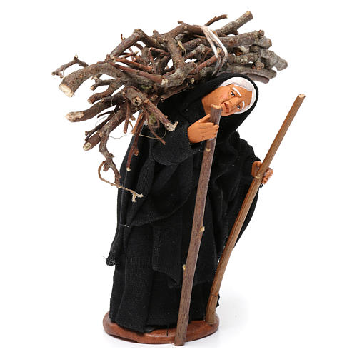 Old Woman with Wood on her Back 12 cm Nativity from Naples 3
