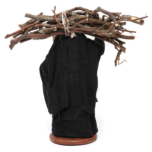 Old Woman with Wood on her Back 12 cm Nativity from Naples 4