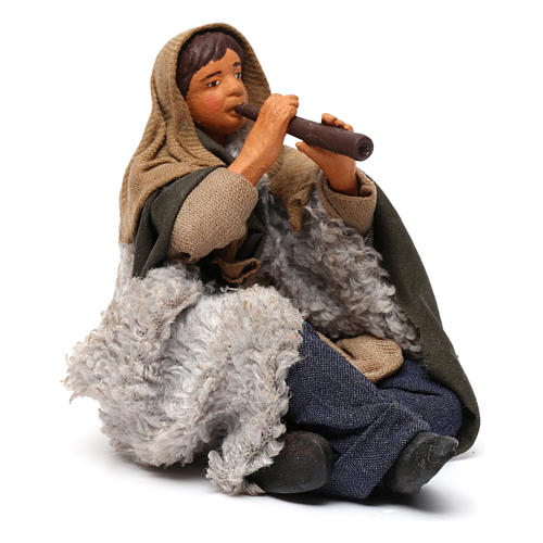 Piffaro player sitting on the ground for Neapolitan Nativity Scene 12 cm 3