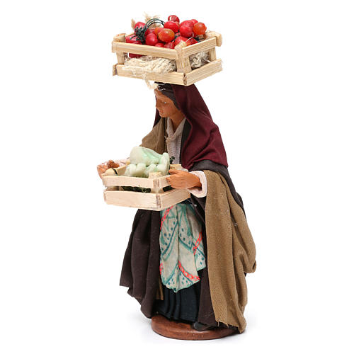 Mujer con cajas de fruta belén de de Nápoles 12 cm de altura media 2