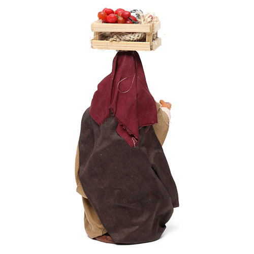Mulher com caixas de fruta para presépio napolitano figuras altura média 12 cm 4