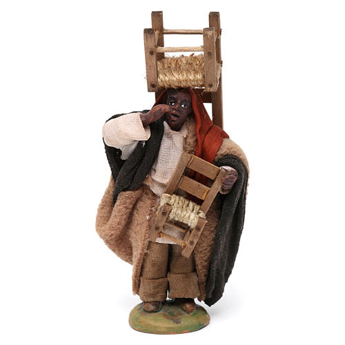 Homme noir avec chaises crèche de Naples 10 cm 1