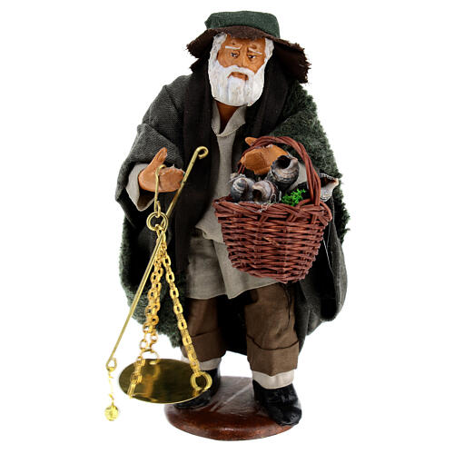 Old man with scale and basket 12 cm Neapolitan Nativity Scene 1