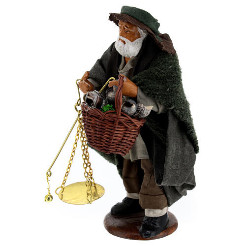 Old man with scale and basket 12 cm Neapolitan Nativity Scene 2