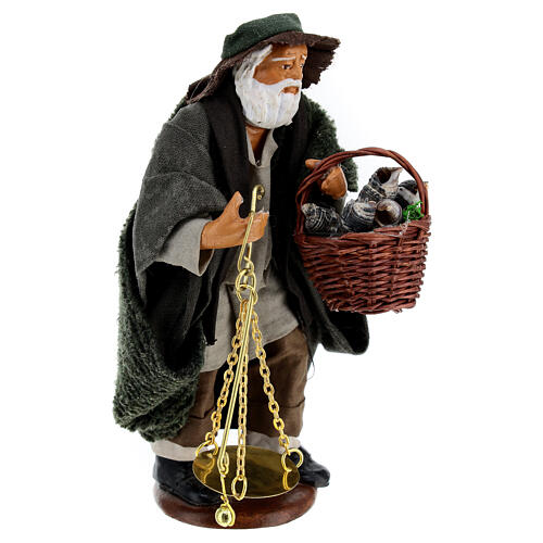 Old man with scale and basket 12 cm Neapolitan Nativity Scene 3