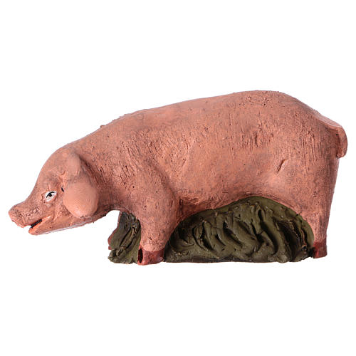 Porco em terracota para presépio de Deruta com figuras de 18 cm altura média 1