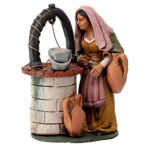 Santon crèche terre cuite femme au puits 18 cm 1