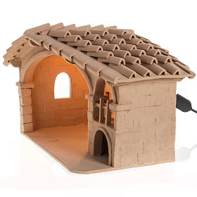 Beleuchtete Hütte für Krippe Terrakotta Deruta