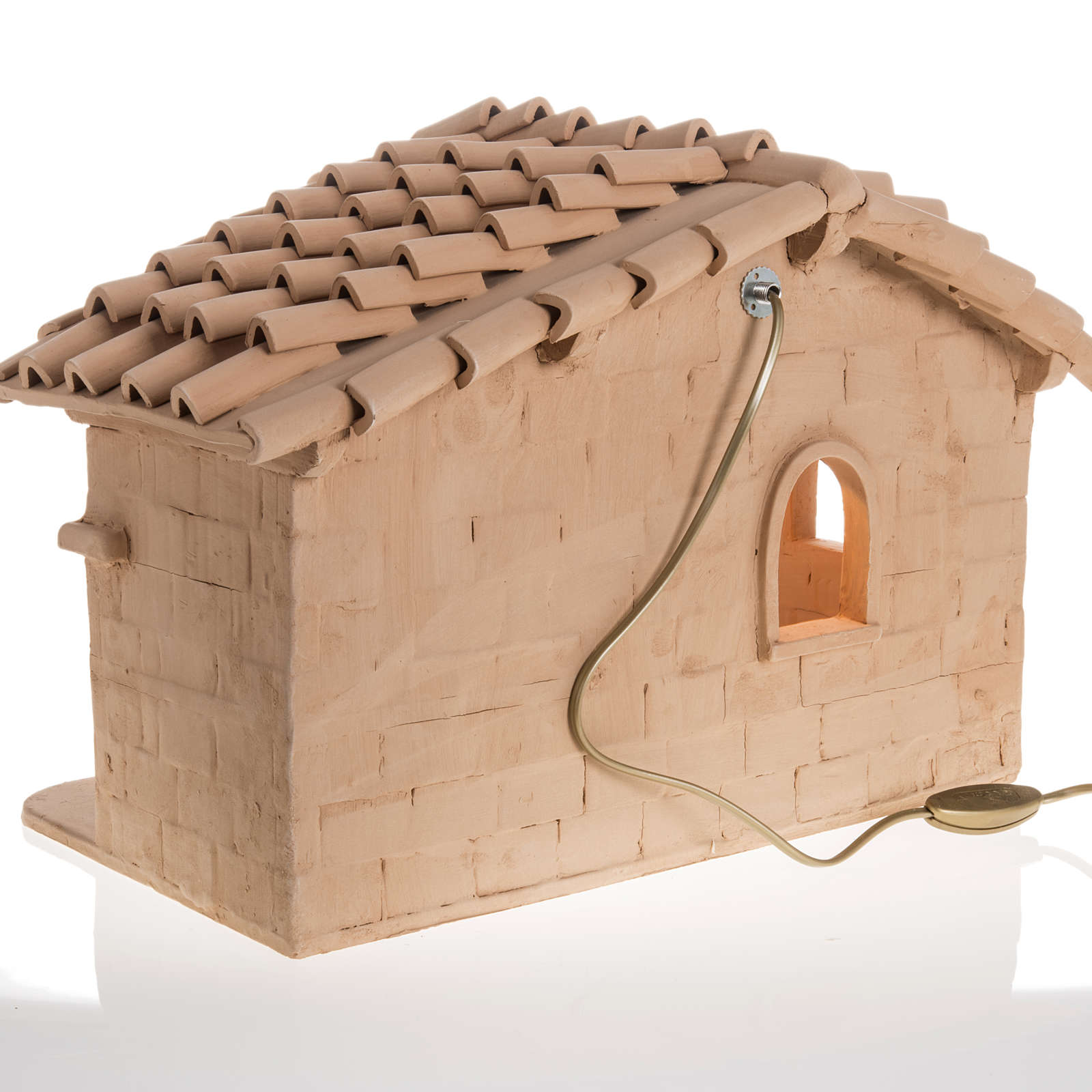 Illuminated crib for Nativity scene natural terracotta online sales
