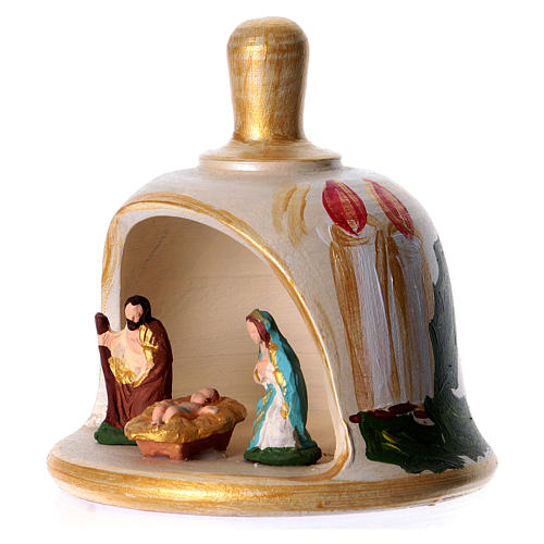 Bell in painted terracotta with nativity 2