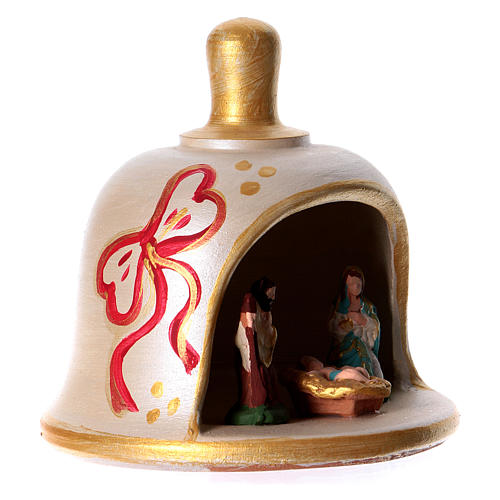 Bell in painted terracotta with nativity 5
