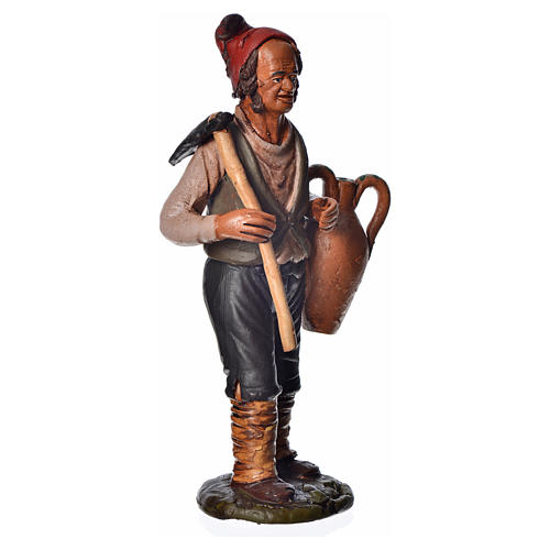 Man with hoe and amphora, 18cm terracotta, Deruta 2