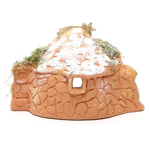 Nativity in Terracotta with Hut h. 15x20x11cm 4