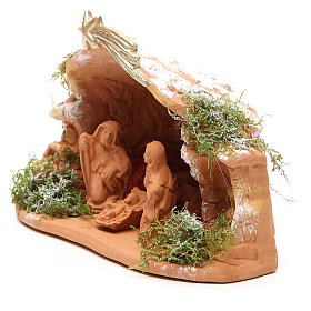 Natividade em terracota com cabana h 15x20x11 cm
