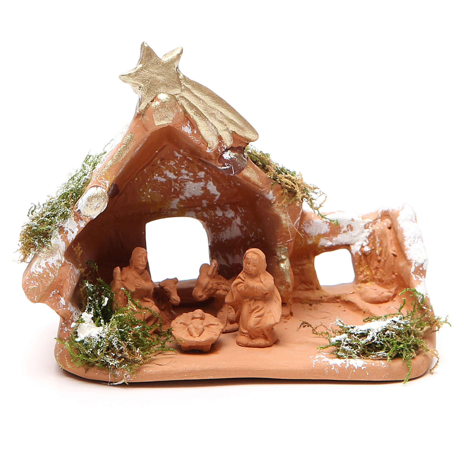 Nativity In Terracotta With Snow 10x12x7cm Online Sales On HOLYART