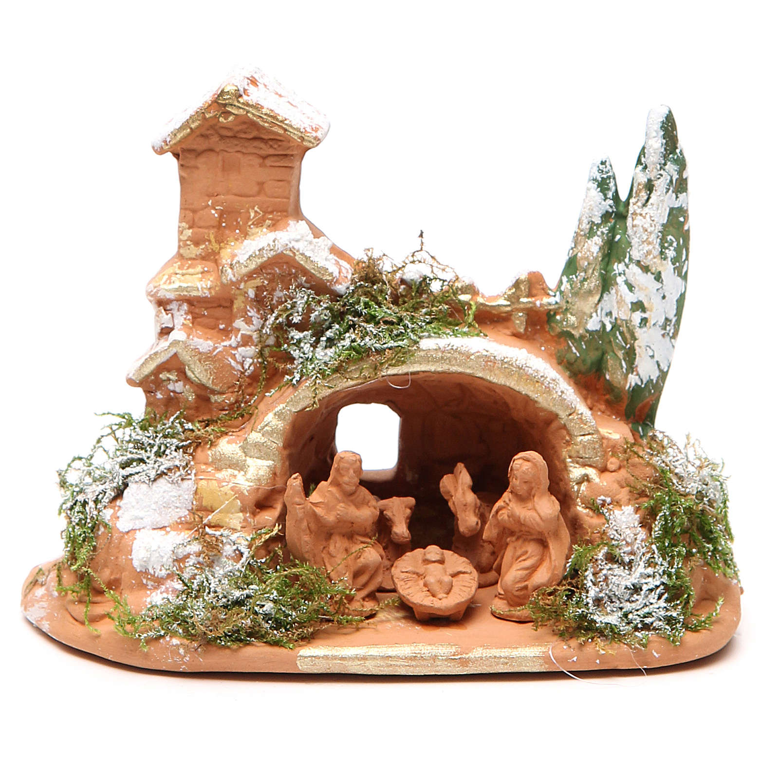 Nativity In Terracotta With Moos 10x12x7cm Online Sales On HOLYART co uk