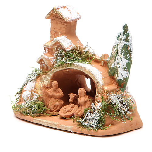 Nativity in Terracotta with Moos 10x12x7cm 2