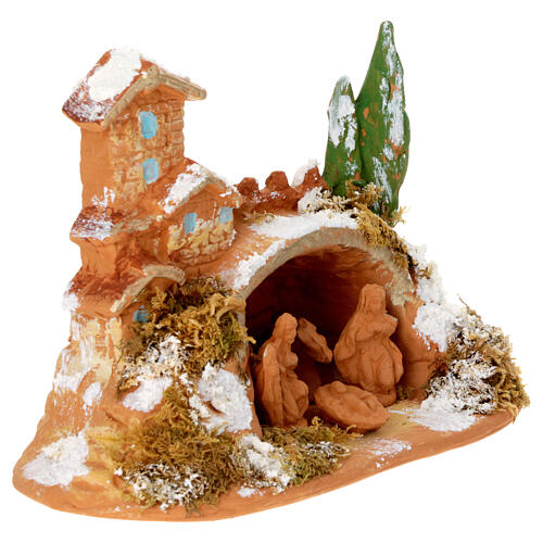 Nativity in Terracotta with Moos 10x12x7cm 3