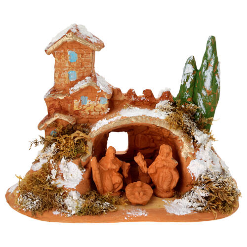 Natività in terracotta con muschio 10x12x7 cm 1