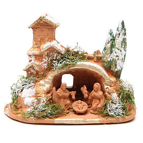 Nativity in Terracotta with Moos 10x12x7cm