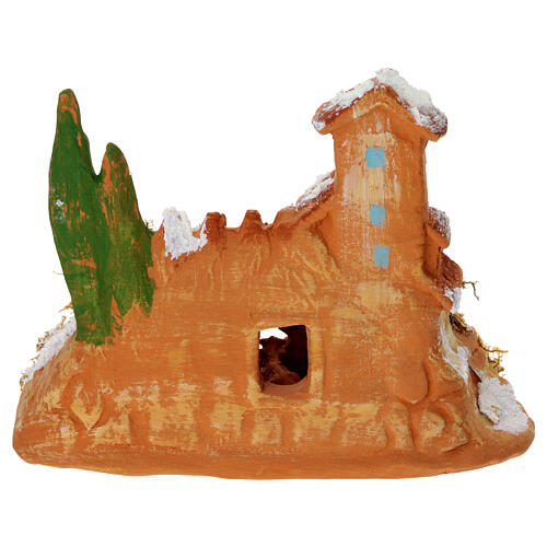 Nativity in Terracotta with Moos 10x12x7cm 4