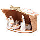 Nativity decorated terracotta with hut and snow h. 20x10x16cm s2